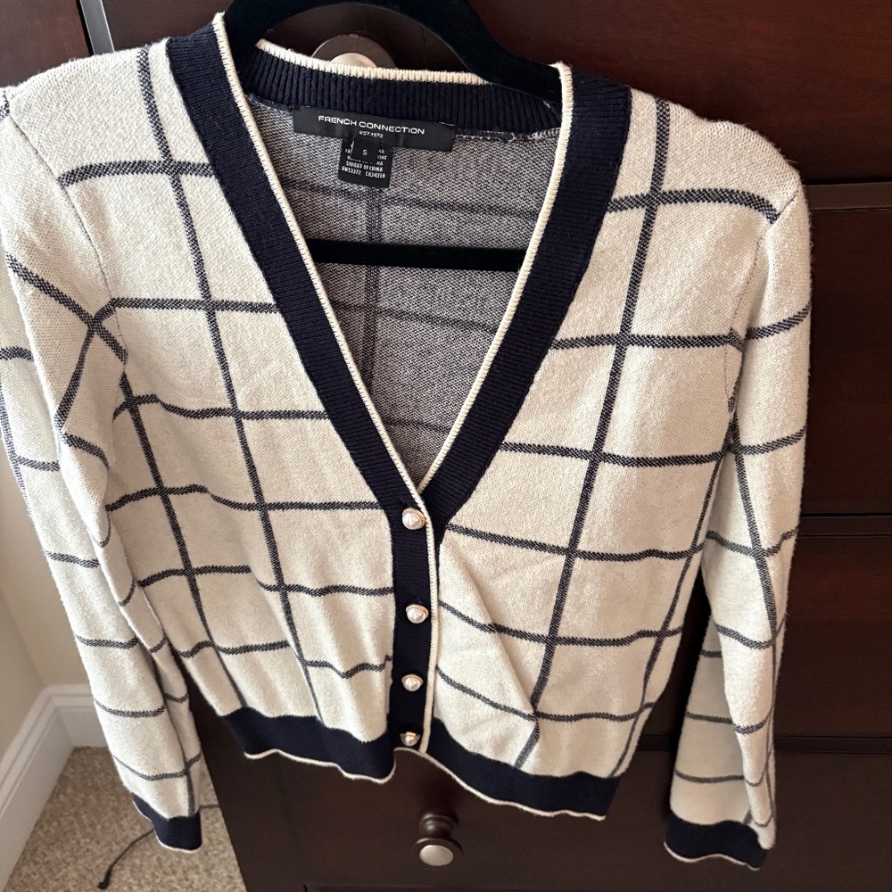S French Connection Plaid Cardigan